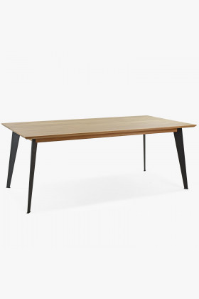 Stůl z masivu dub - matný lak s ocelovýma nohama, 197 x 100 , Jídelní stoly- 1