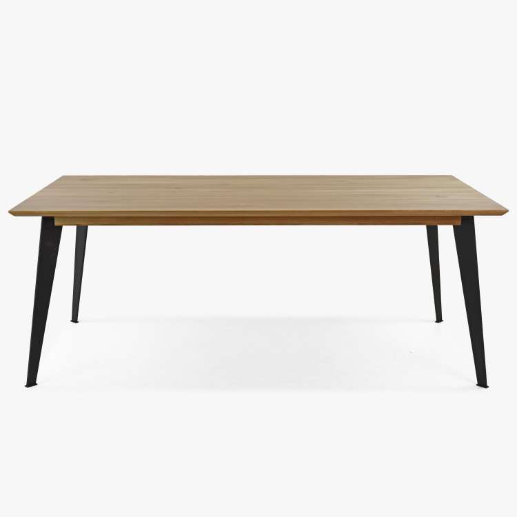 Stůl z masivu dub - matný lak s ocelovýma nohama, 197 x 100 , Jídelní stoly- 3