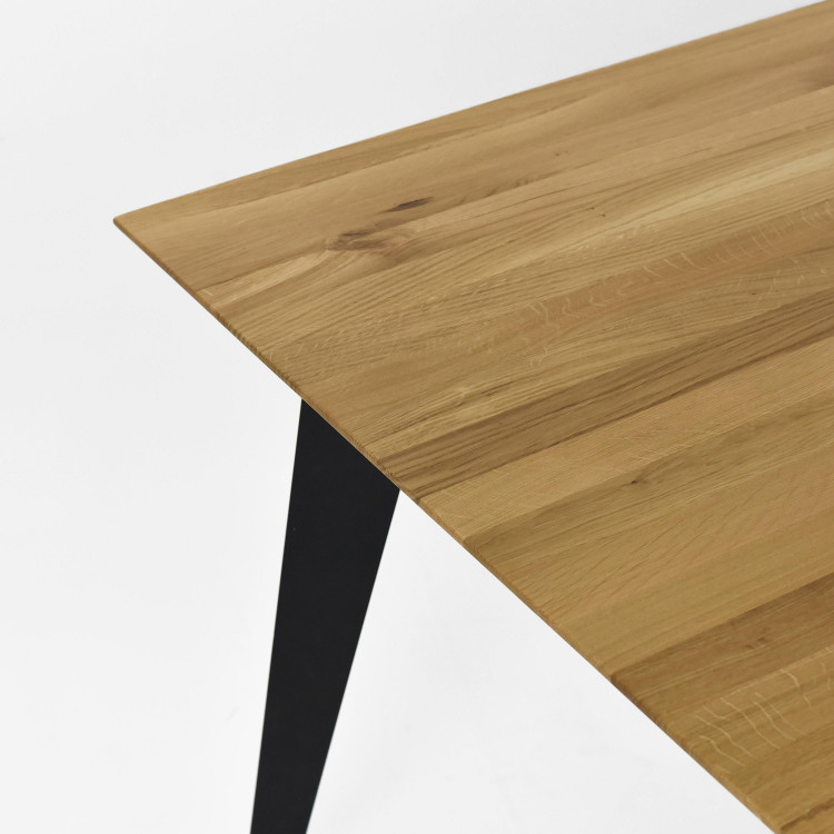 Stůl z masivu dub - matný lak s ocelovýma nohama, 197 x 100 , Jídelní stoly- 4