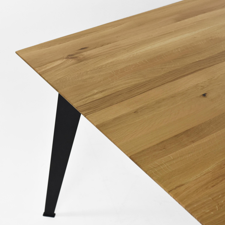 Stůl z masivu dub - matný lak s ocelovýma nohama, 197 x 100 , Jídelní stoly- 8