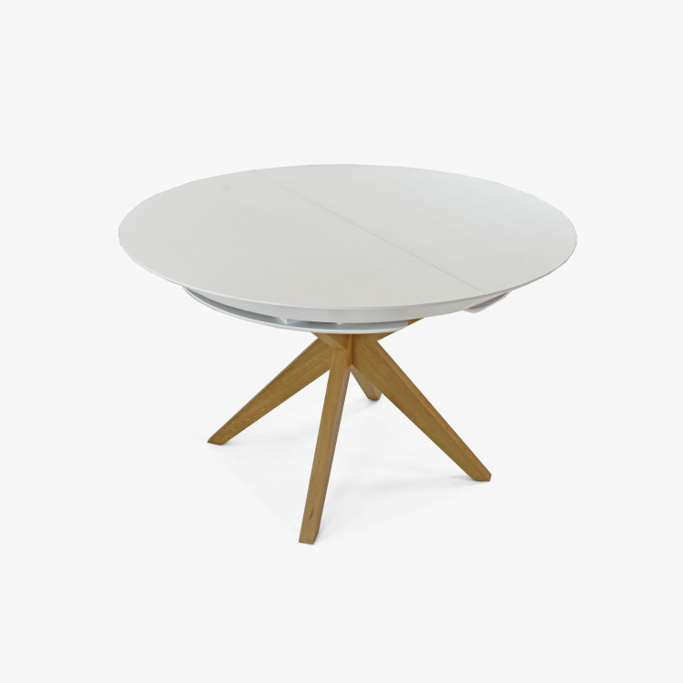 Kulatý jídelní stůl bílý - rozkladací Ø127 cm , Jídelní stoly- 3