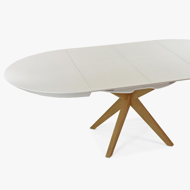 Kulatý jídelní stůl bílý - rozkladací Ø127 cm , Jídelní stoly- 4