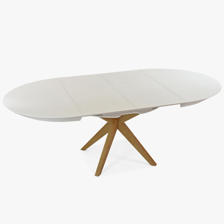 Kulatý jídelní stůl bílý - rozkladací Ø127 cm , Jídelní stoly- 5