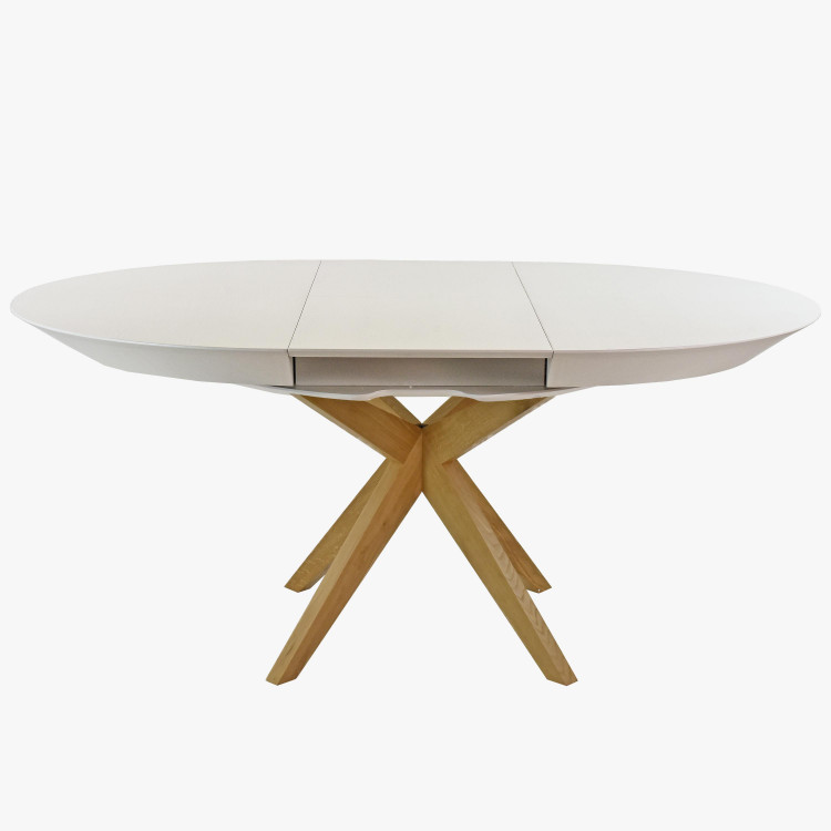 Kulatý jídelní stůl bílý - rozkladací Ø127 cm , Jídelní stoly- 7