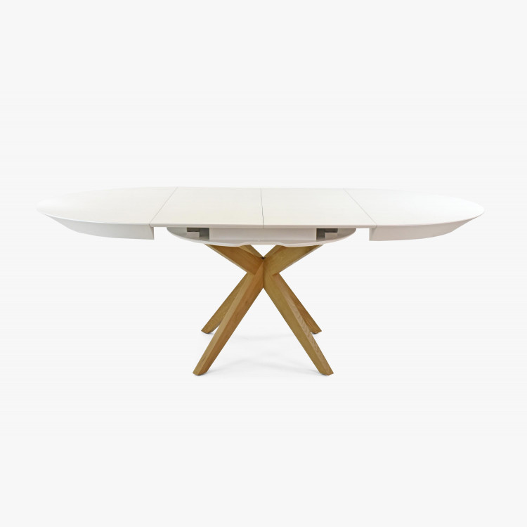 Kulatý jídelní stůl bílý - rozkladací Ø127 cm , Jídelní stoly- 8