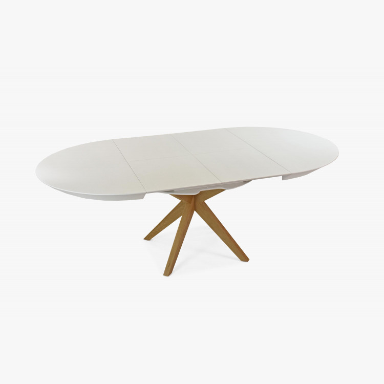 Kulatý jídelní stůl bílý - rozkladací Ø127 cm , Jídelní stoly- 9