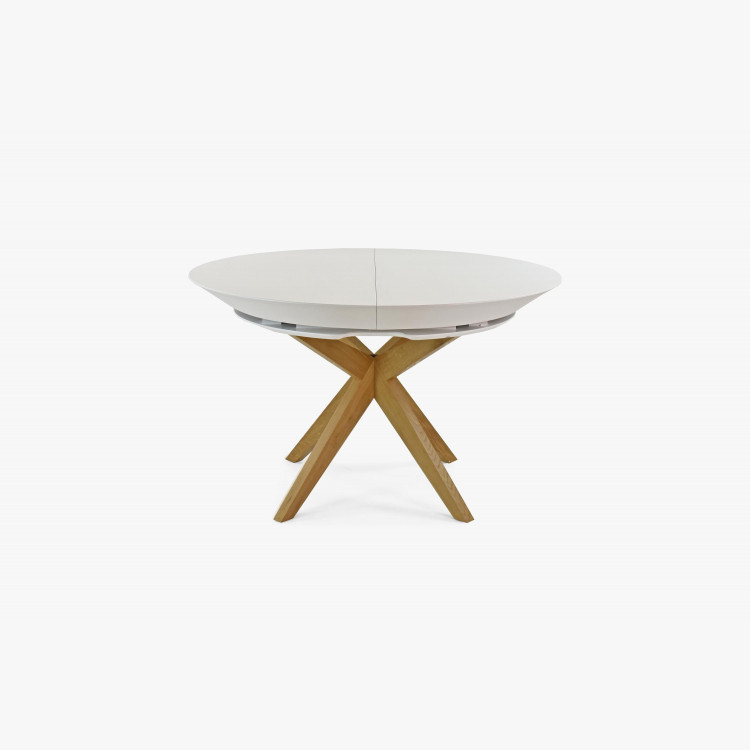 Kulatý jídelní stůl bílý - rozkladací Ø127 cm , Jídelní stoly- 12