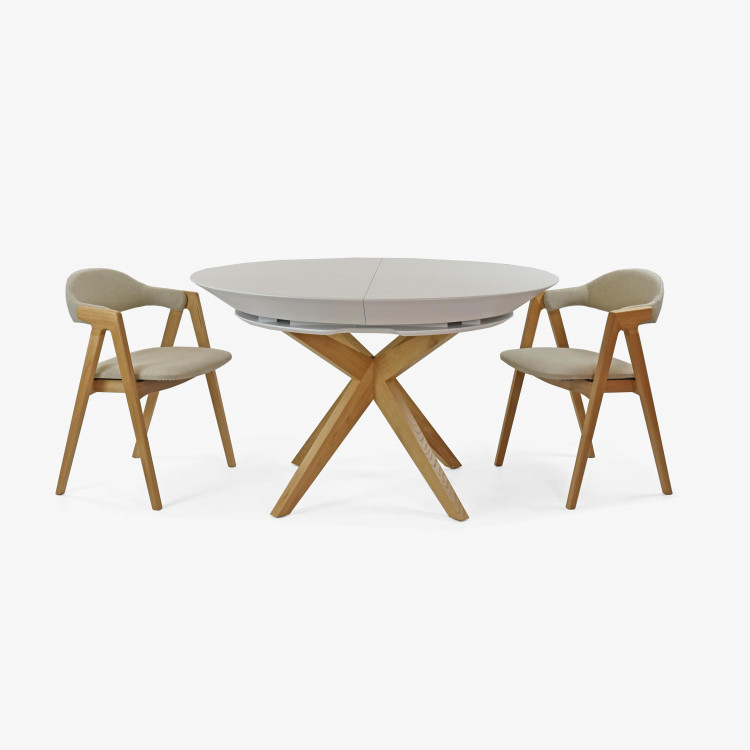 Kulatý jídelní stůl bílý - rozkladací Ø127 cm , Jídelní stoly- 13