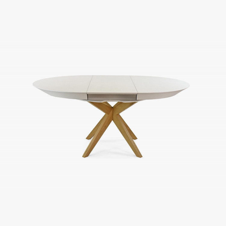 Kulatý jídelní stůl bílý - rozkladací Ø127 cm , Jídelní stoly- 14