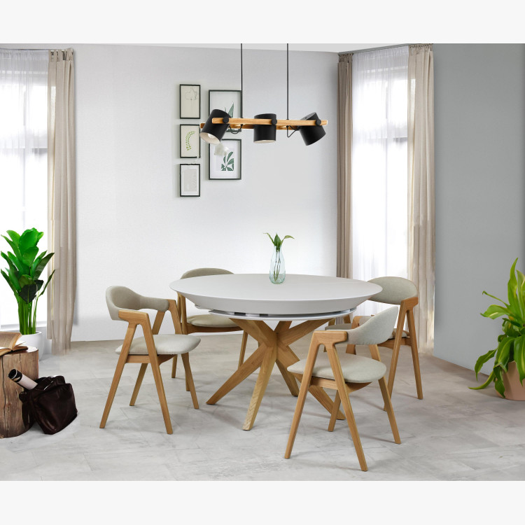 Kulatý jídelní stůl bílý - rozkladací Ø127 cm , Jídelní stoly- 15