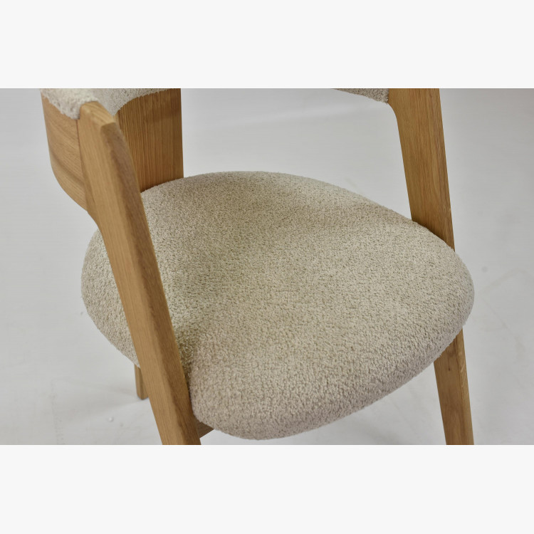 Luxusní dubové křeslo v šedě béžové látce , Jídelní židle- 8