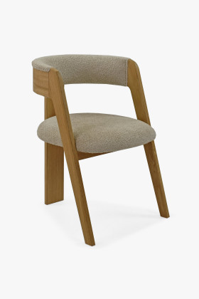 Luxusní dubové křeslo v šedě béžové látce , Jídelní židle- 1
