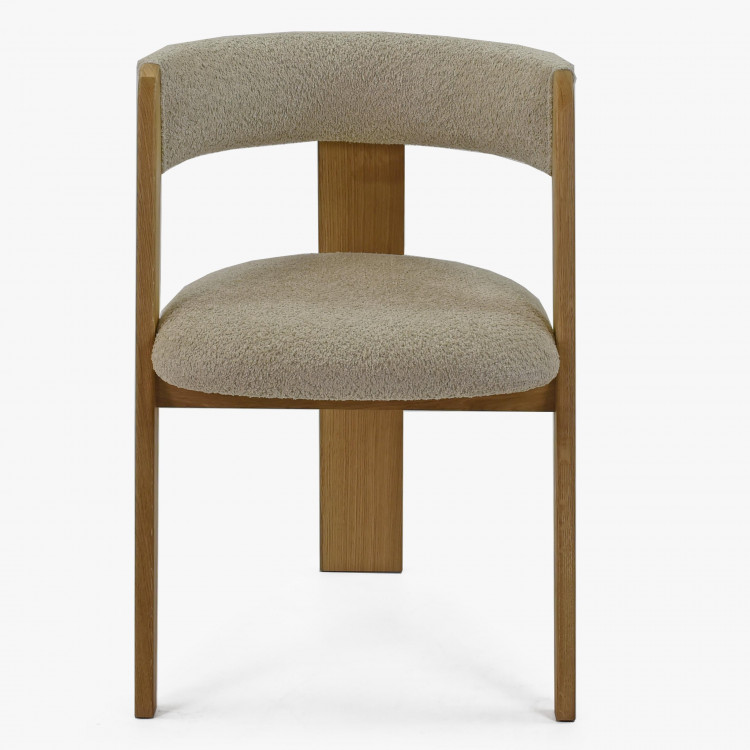 Luxusní dubové křeslo v šedě béžové látce , Jídelní židle- 6