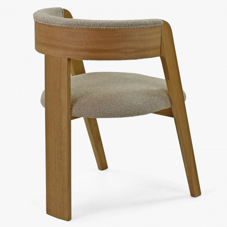 Luxusní dubové křeslo v šedě béžové látce , Jídelní židle- 5