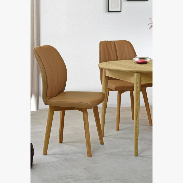 Kožená jídelní židle s dubovýma nohama , Jídelní židle- 2
