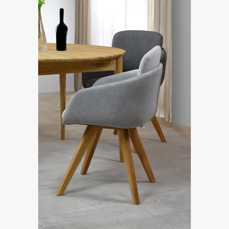 Židle do jídelny šedá s dubovýma nohama , Jídelní židle- 2