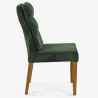 Zelená židle s dubovýma nohama, manšestrová látka , Jídelní židle- 6
