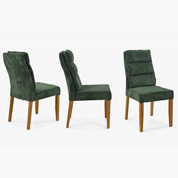 Zelená židle s dubovýma nohama, manšestrová látka , Jídelní židle- 7