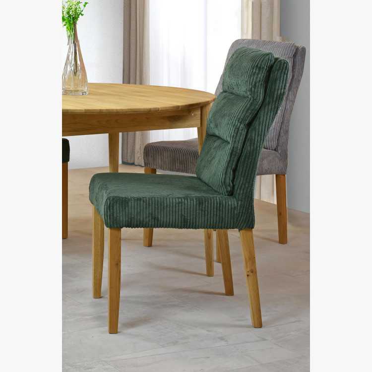 Zelená židle s dubovýma nohama, manšestrová látka , Jídelní židle- 2