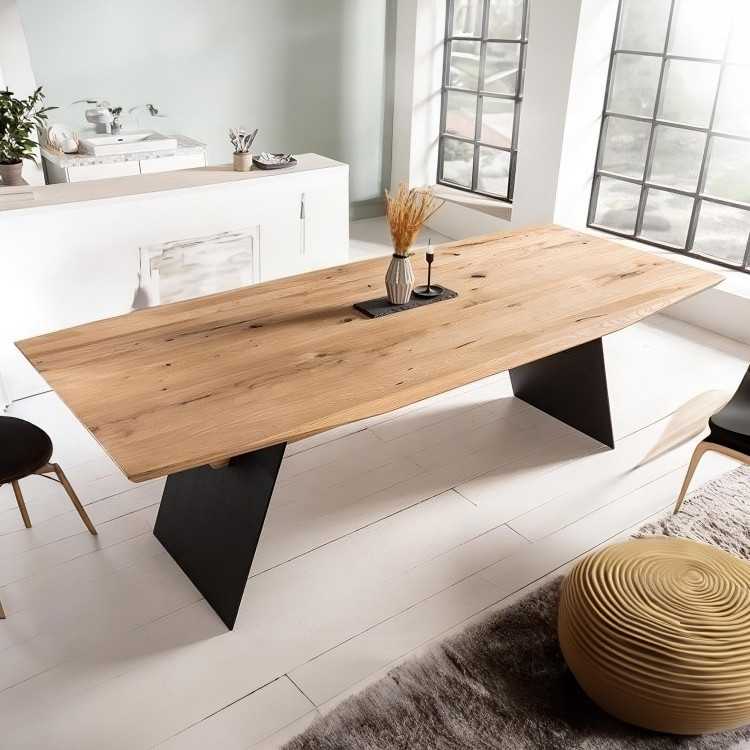 Jídelní stůl s kovovými černými nohama, 200 x 100 cm , Jídelní stoly- 2