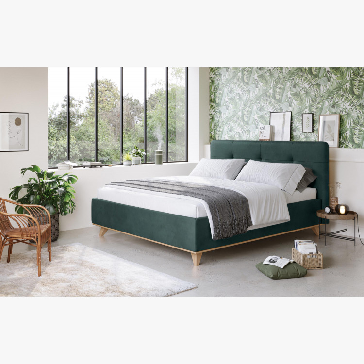 Čaluněná postel s úložným prostorem zelená, 180 x 200 cm , Postele- 3