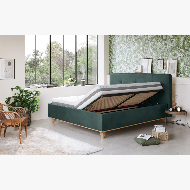 Čaluněná postel s úložným prostorem zelená, 180 x 200 cm , Postele- 4
