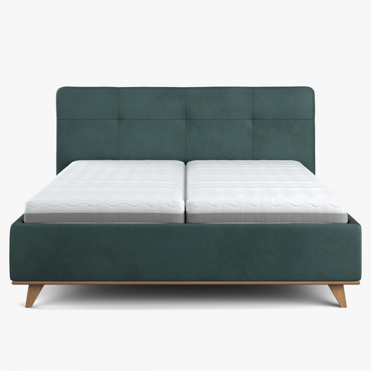 Čaluněná postel s úložným prostorem zelená, 180 x 200 cm , Postele- 6