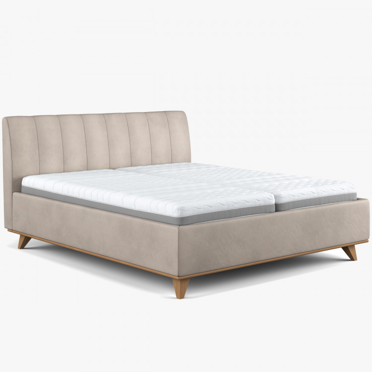 Čaluněná postel s úložným prostorem béžová, 180 x 200 cm , Postele- 3