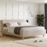 Čaluněná postel s úložným prostorem béžová, 180 x 200 cm , Postele- 2