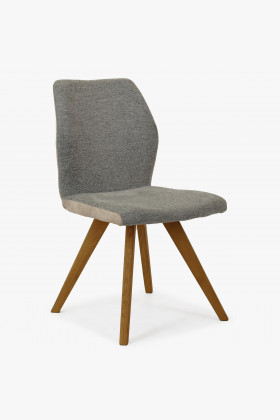 Šedá látková židle s dřevěnýma nohama , Jídelní židle- 1