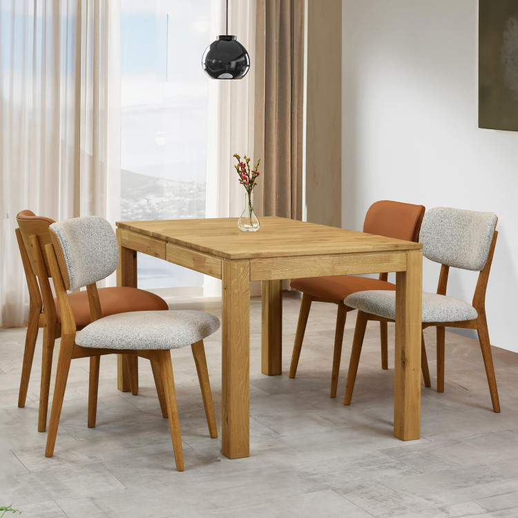 Masívny rozkladací jedálenský stôl 120 × 80 s prídavným dielom 50 cm