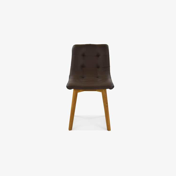 Dubová židle Kožená tmavohnědá, Leonardo , Jídelní židle- 5