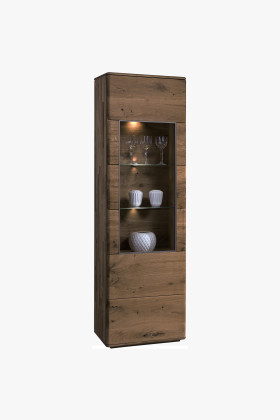 Dubová úzká vitrina Texas, TYP 10 DP (Otevírání dveří na levou stranu)