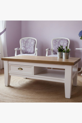 Dřevěný konferenční stolek bílo - hnědý Provence