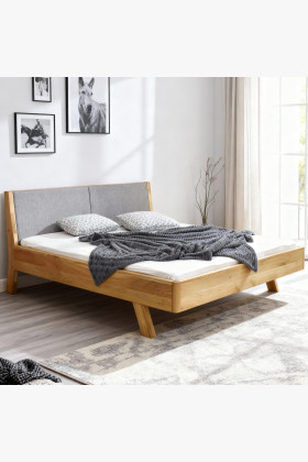 Postel z masivu - látkové čelo šedé Marina 160 x 200 cm