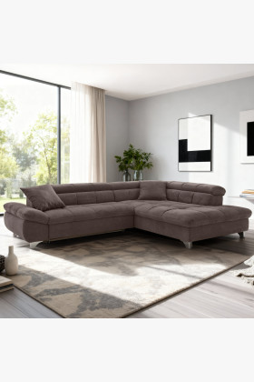 Rohová sedačka s funkcí spaní barva hnědá , Roh v pravo 2