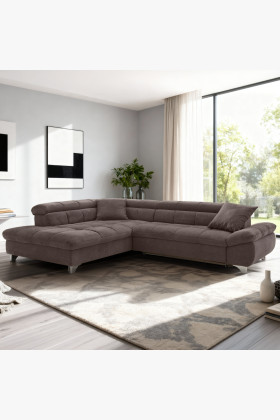 Rohová sedačka s funkcí spaní barva hnědá , Roh v levo 2