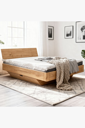 Dubová postel s úložným prostorem 160 x 200 cm