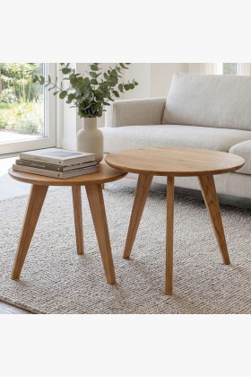 Sada kulatých stolků dub masiv, Typ 26