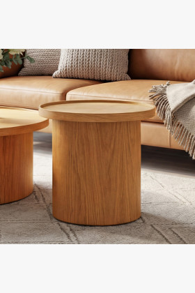 Dubový konferenční stolek dub natural, Ø 45 cm tvar válec