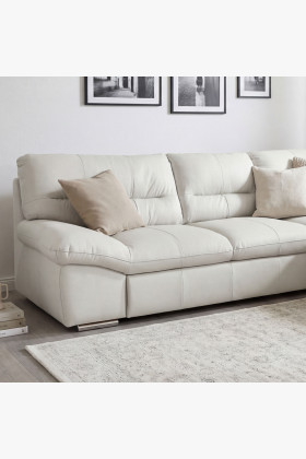 Rohová sedací souprava - pravá kůže bíla , William roh v pravo 2