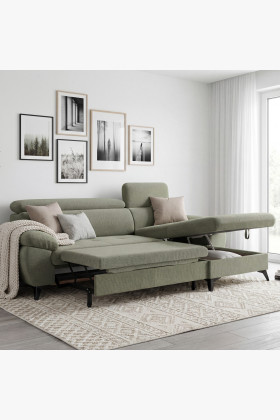 Rohová sedačka s funkcí spaní zelená - turtle , Roh v pravo