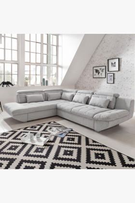 Rohová sedací souprava  šedá – roh v levo s funkcí spaní a úložným prostorem 2