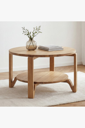 Konferenční stolek s policí kulatý