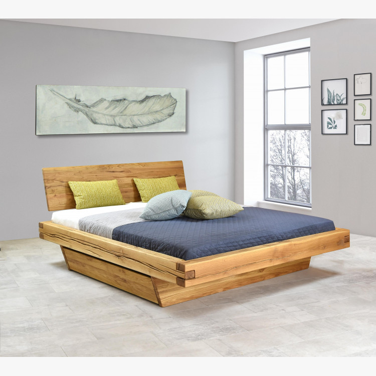 Dubová postel z hranolů, přírodní, Matus