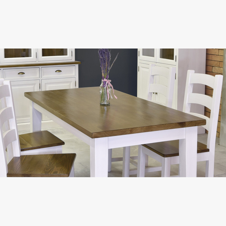 Dřevěný stůl z masivu bílo - hnědý 