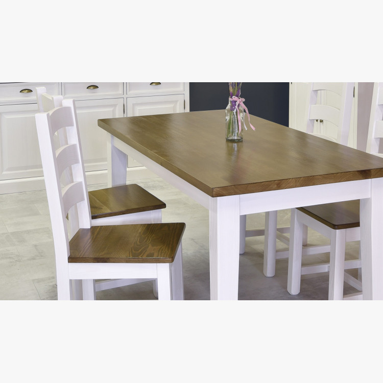 Dřevěný stůl z masivu bílo - hnědý 