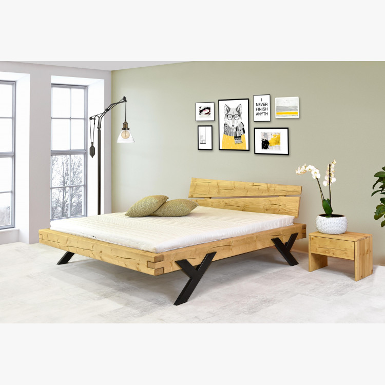 Designová postel z trámů, ocelové nohy ve tvaru Y, 160 x 200 cm , Postele- 4