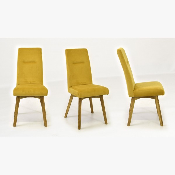 Dubový stůl a žluté, šedé židle