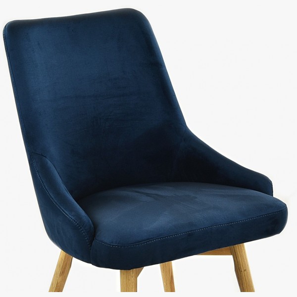 Jídelní židle sametová Laura, barva tmavě modra - Water repellent